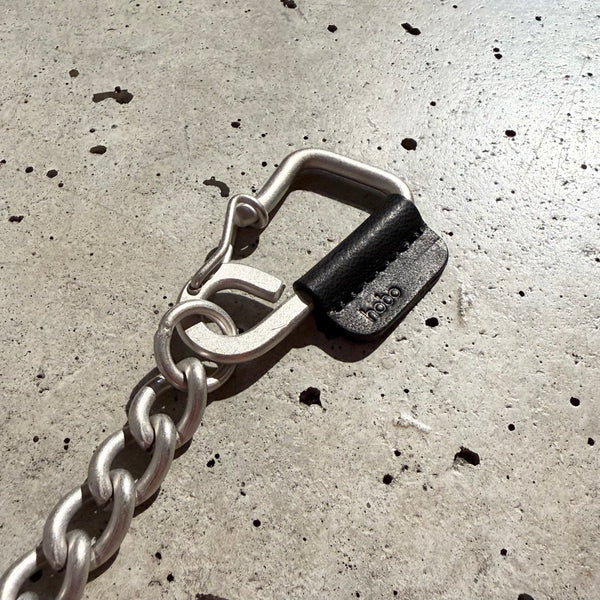 【hobo】CARABINER CHAIN KEY RING - with HORSE LETHER - / Black