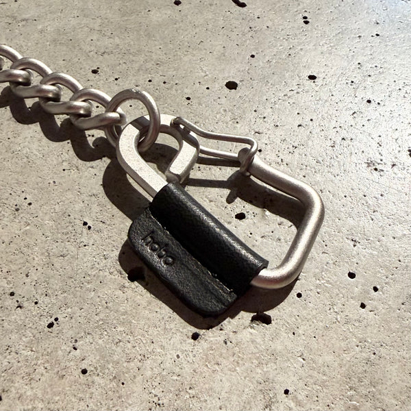 【hobo】CARABINER CHAIN KEY RING - with HORSE LETHER - / Black