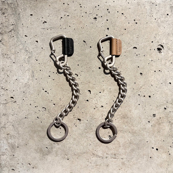 【hobo】CARABINER CHAIN KEY RING - with HORSE LETHER - / Taupe