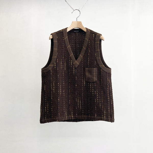 【frank leder / フランクリーダー】BROWN VINTAGE WOOL VEST - with Chest Pocket - / Brown