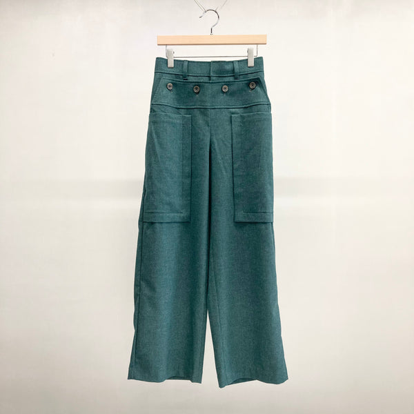 【RURI W. / ルリ】SAILOR WIDE TACK PANTS / Blue Green