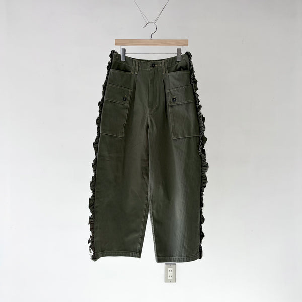 【 RhodolirioN 】UTILITY PANT - HERRINGBONE - / Olive
