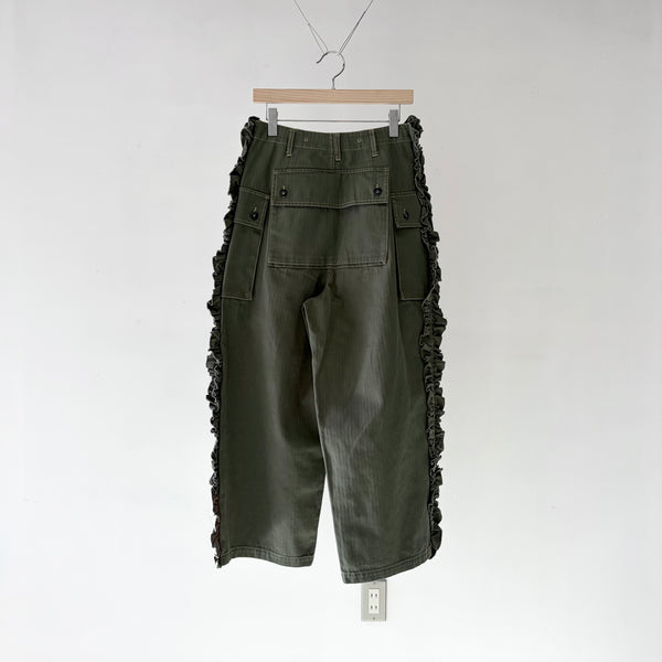 【 RhodolirioN 】UTILITY PANT - HERRINGBONE - / Olive