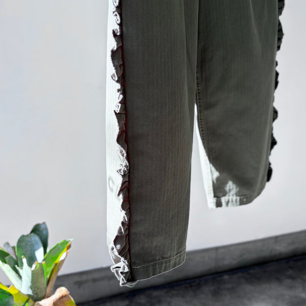 【 RhodolirioN 】UTILITY PANT - HERRINGBONE - / Olive