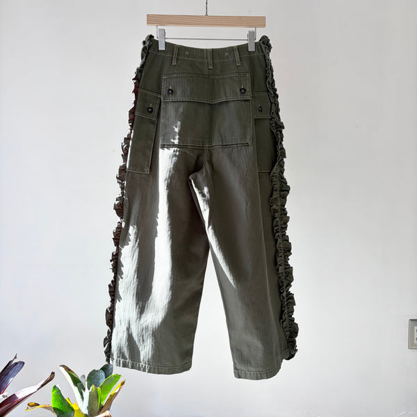 【 RhodolirioN 】UTILITY PANT - HERRINGBONE - / Olive
