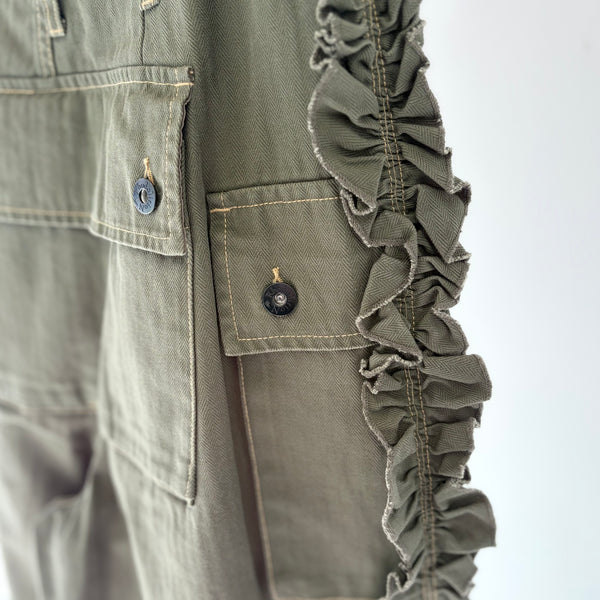 【 RhodolirioN 】UTILITY PANT - HERRINGBONE - / Olive