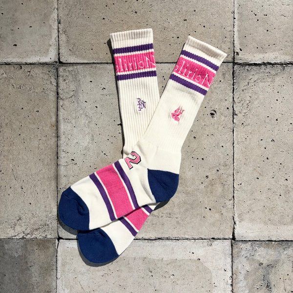 【 RhodolirioN 】LINE & NUMBERING SOCKS / Natural