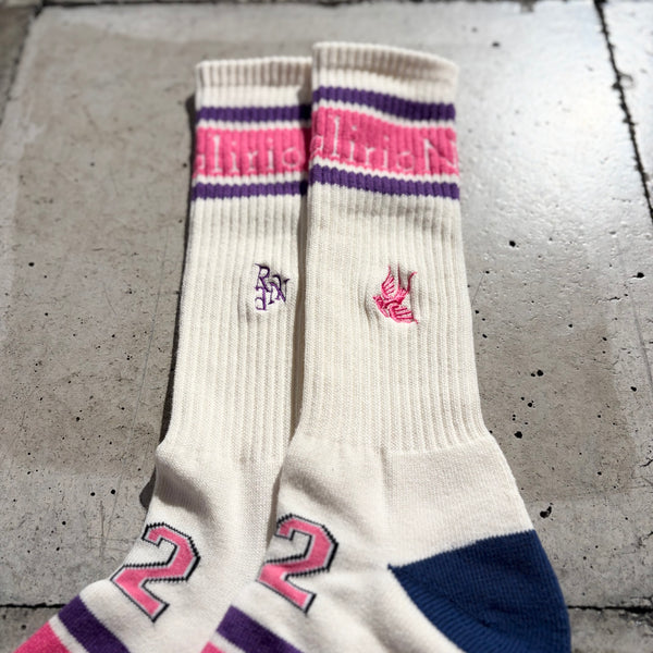 【 RhodolirioN 】LINE & NUMBERING SOCKS / Natural