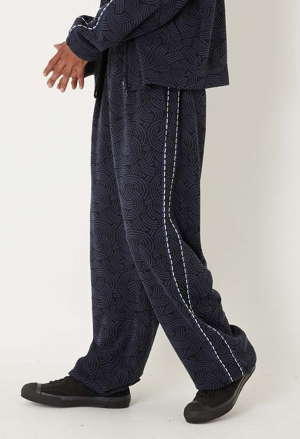 【 BLUE BLUE JAPAN 】ミズヒキニットジャカード サイドラインパンツ / Dark Navy