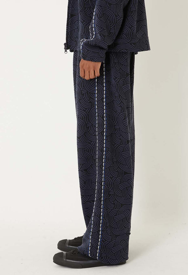 【 BLUE BLUE JAPAN 】ミズヒキニットジャカード サイドラインパンツ / Dark Navy