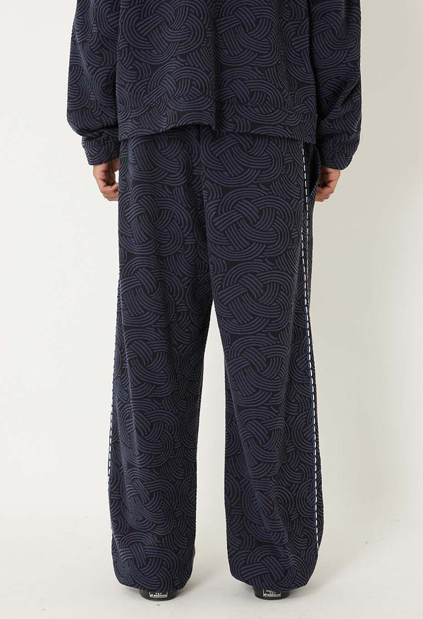 【 BLUE BLUE JAPAN 】ミズヒキニットジャカード サイドラインパンツ / Dark Navy