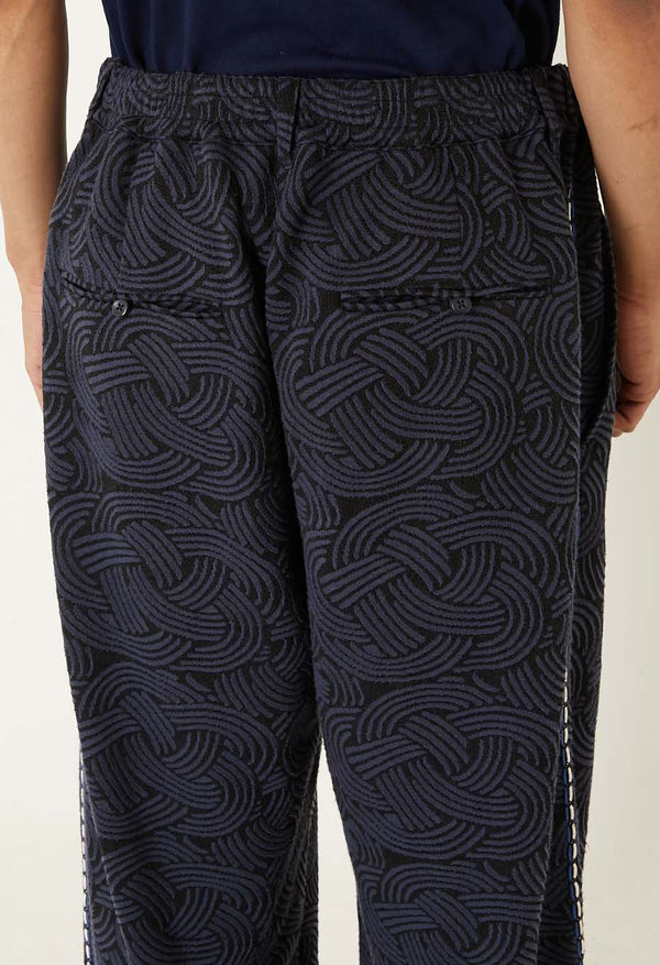 【 BLUE BLUE JAPAN 】ミズヒキニットジャカード サイドラインパンツ / Dark Navy