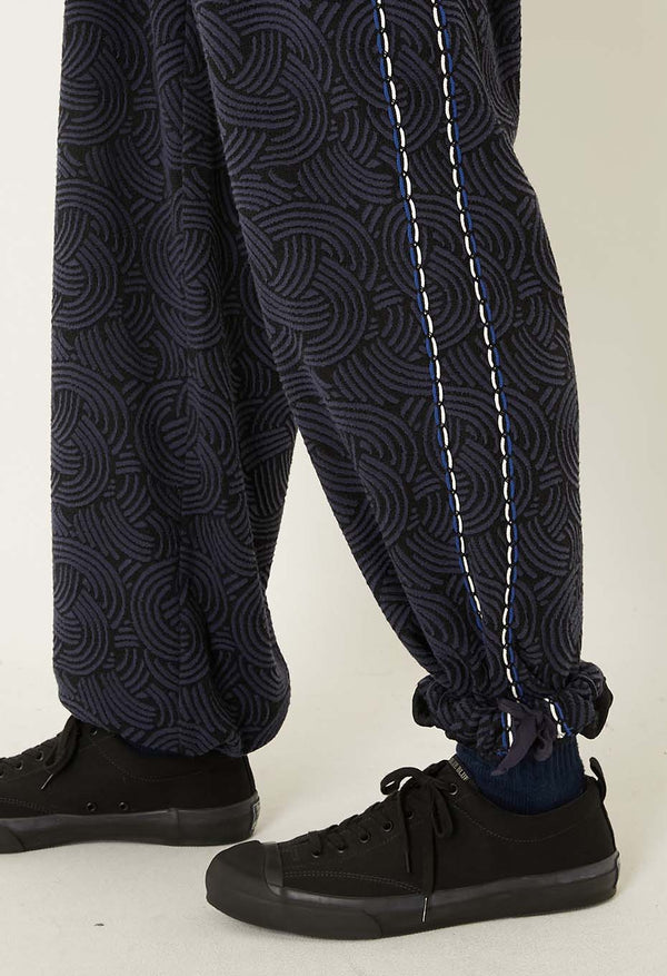 【 BLUE BLUE JAPAN 】ミズヒキニットジャカード サイドラインパンツ / Dark Navy