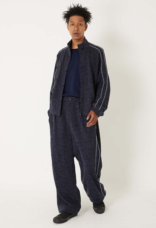 【 BLUE BLUE JAPAN 】ミズヒキニットジャカード サイドラインパンツ / Dark Navy