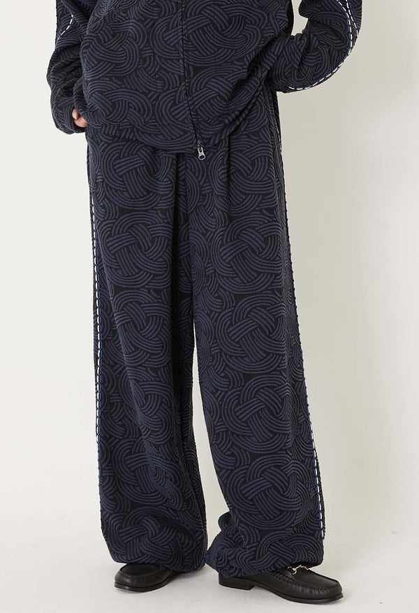 【 BLUE BLUE JAPAN 】ミズヒキニットジャカード サイドラインパンツ / Dark Navy