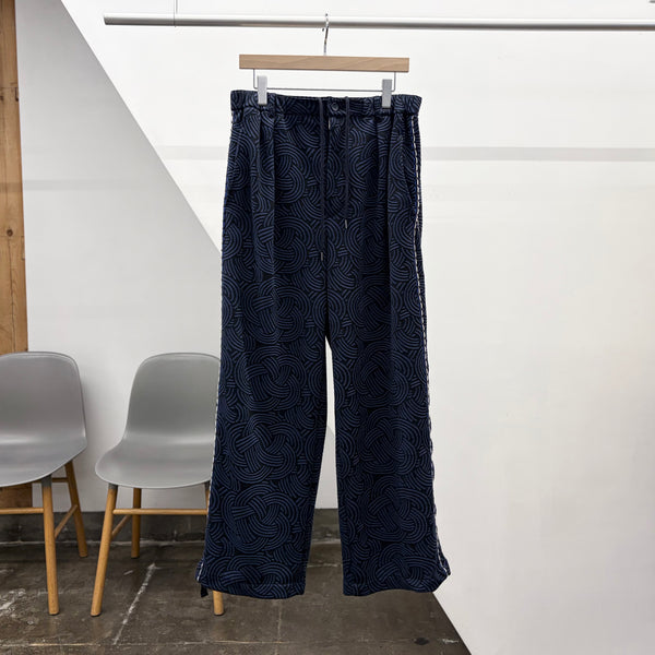 【 BLUE BLUE JAPAN 】ミズヒキニットジャカード サイドラインパンツ / Dark Navy