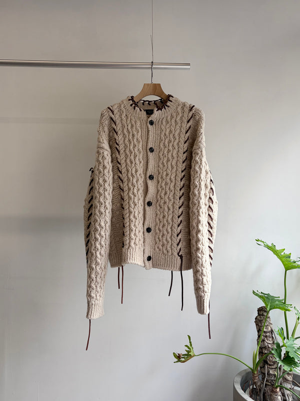 【 UNUSED 】CABLE KNIT CARDIGAN / Natural