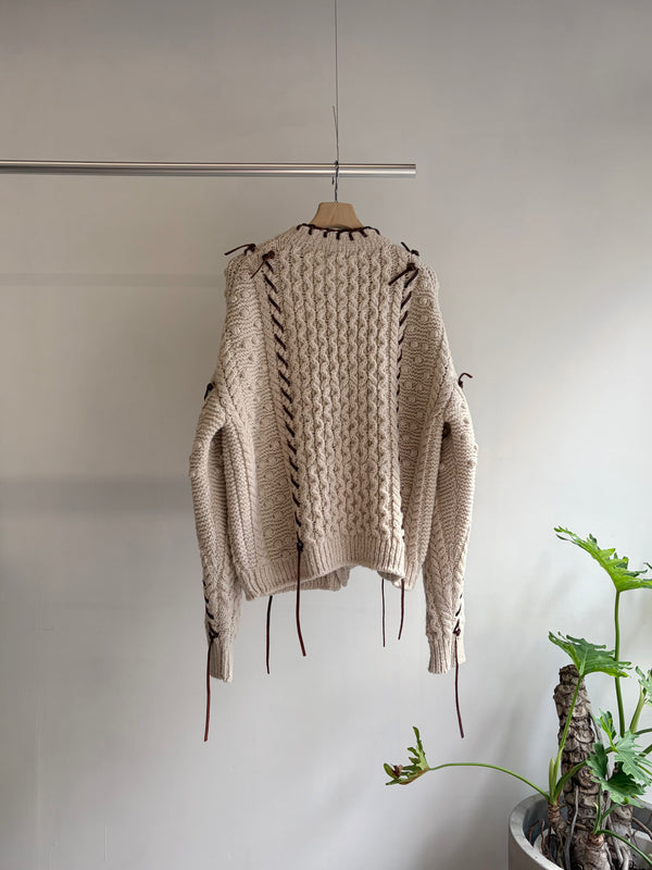 【 UNUSED 】CABLE KNIT CARDIGAN / Natural