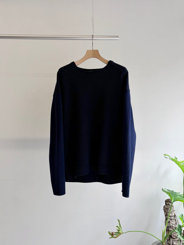 【 BLUE BLUE JAPAN 】ヤクカシミア プルオーバークルーニット / Dark Navy