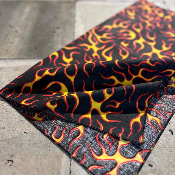【 HAV-A-HANK 】BANDANA - MADE IN U.S.A. - / Black Flames