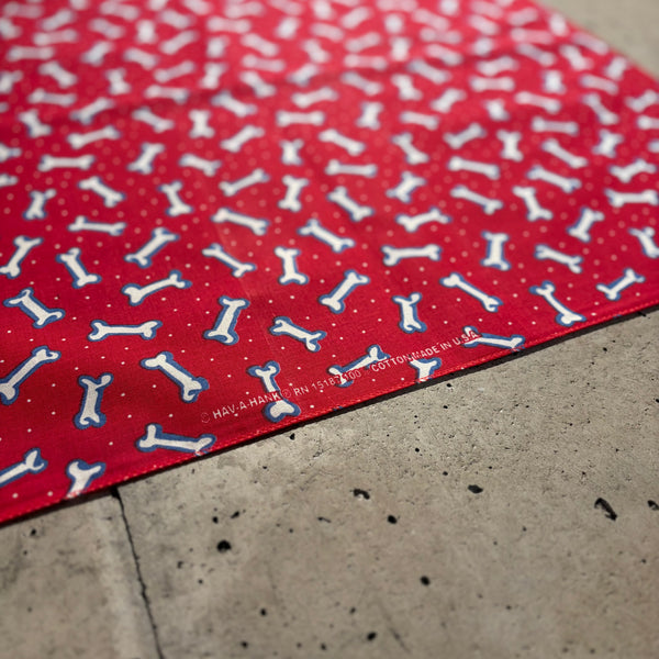 【 HAV-A-HANK 】TOSSED BONES BANDANA - MADE IN U.S.A. - / Red