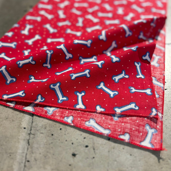 【 HAV-A-HANK 】TOSSED BONES BANDANA - MADE IN U.S.A. - / Red