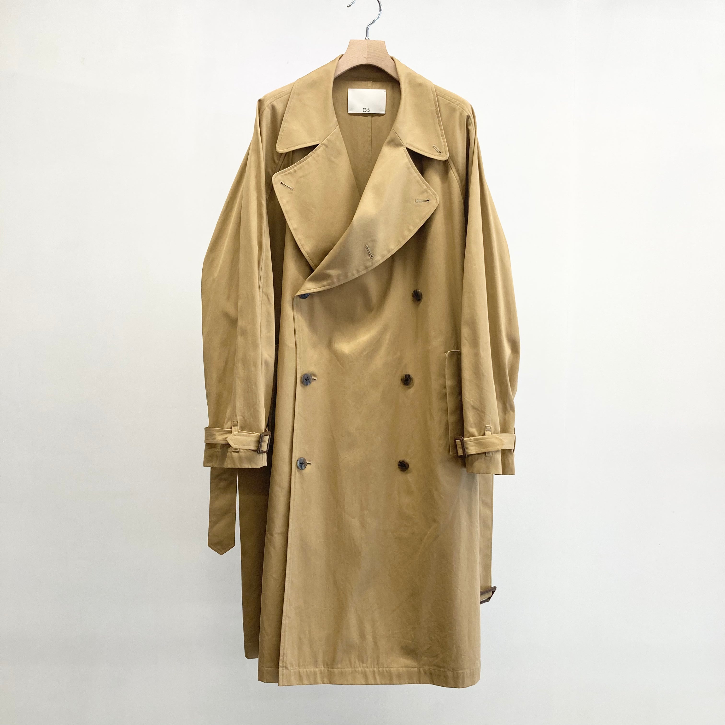 ES : S】TRENCH COAT - High Twist Cotton Gabardine - / Dark Beige – TOKIS