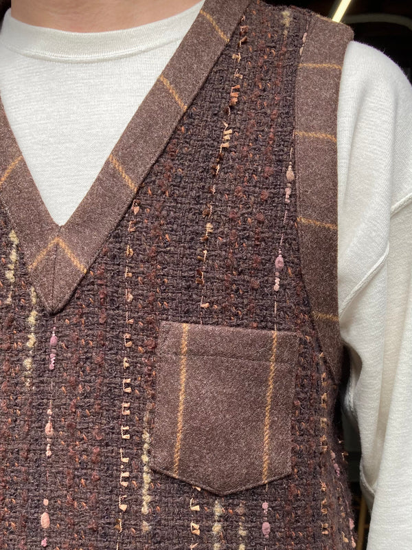 【frank leder / フランクリーダー】BROWN VINTAGE WOOL VEST - with Chest Pocket - / Brown