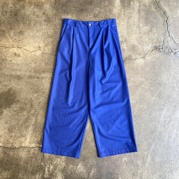 【frank leder / フランクリーダー】BAVARIAN LODEN WOOL 1 TUCK WIDE TROUSERS / Blue