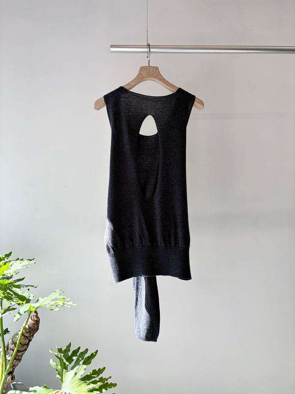 【 RhodolirioN 】KNOT TANK TOP - SHEER - / H. Grey