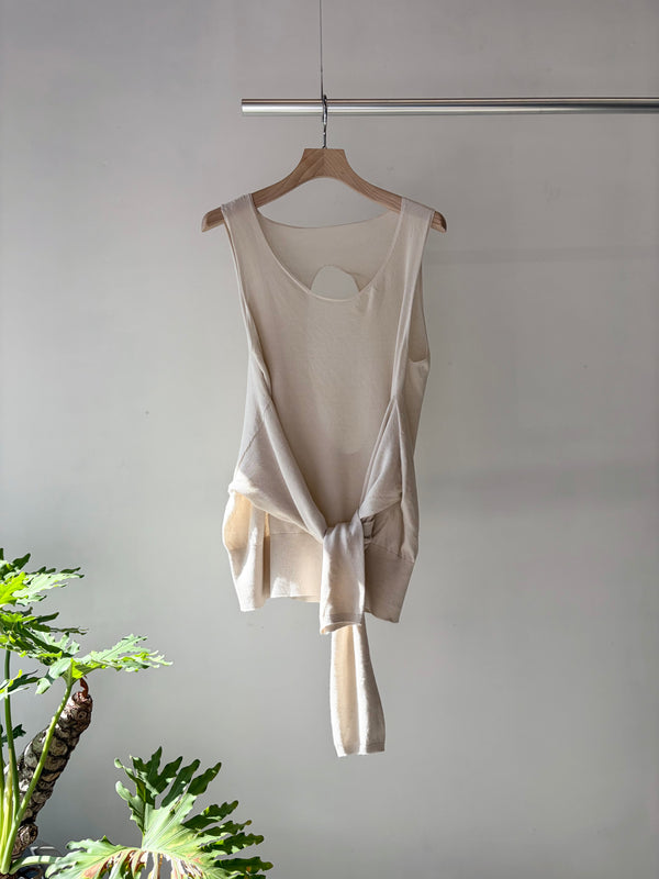 【 RhodolirioN 】KNOT TANK TOP - SHEER - / Ivory