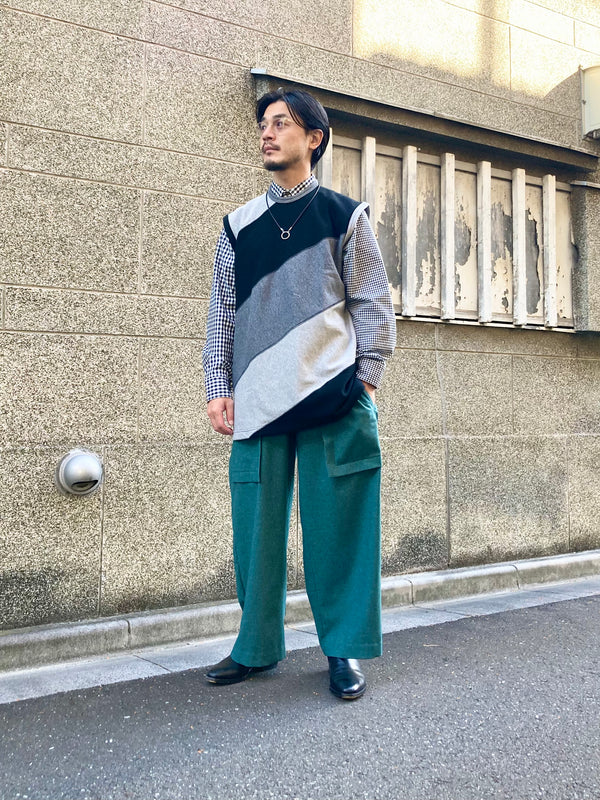 【RURI W. / ルリ】SAILOR WIDE TACK PANTS / Blue Green