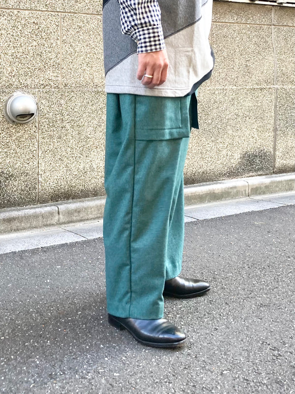 【RURI W. / ルリ】SAILOR WIDE TACK PANTS / Blue Green