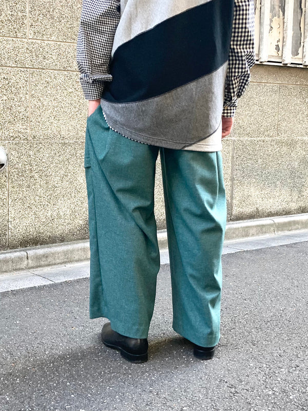 【RURI W. / ルリ】SAILOR WIDE TACK PANTS / Blue Green