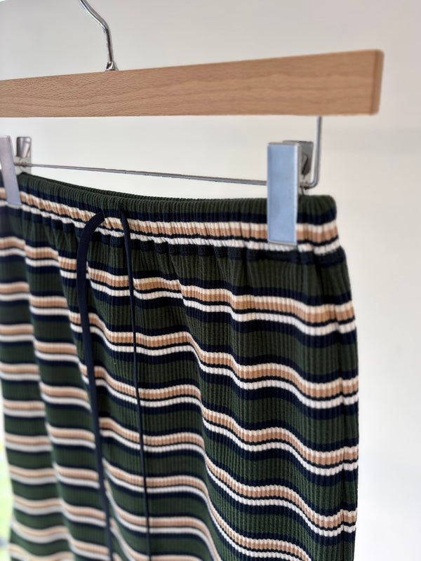 【 RhodolirioN 】PENCIL SKIRT - RANDOM STRIPE - / Olive