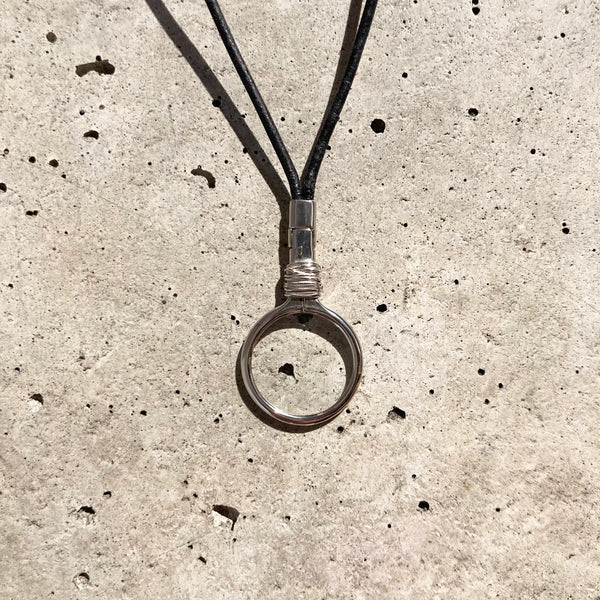 【END CUSTOM JEWELLERS】DETACHABLE LUPE NECKLACE / Silver × Leather