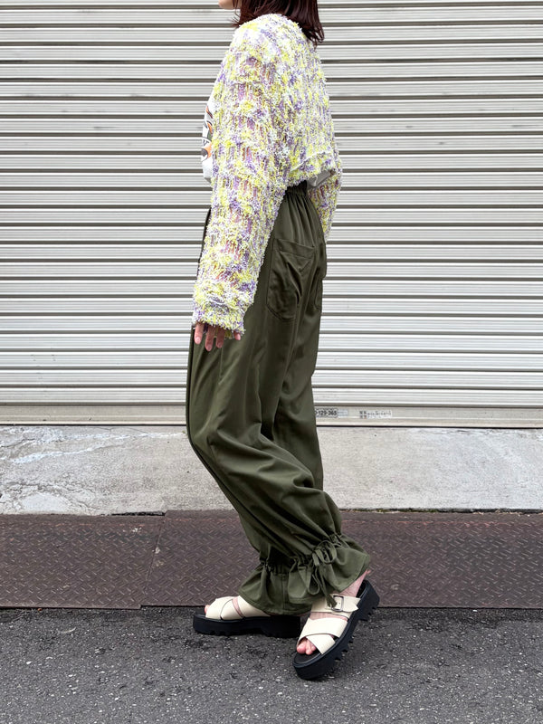 【RURI W. / ルリ】TUCKED POCKET SATIN TROUSERS / Khaki