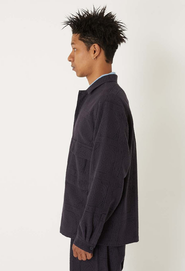 【 BLUE BLUE JAPAN 】ミズヒキレース ロングスリーブシャツ / Dark Navy