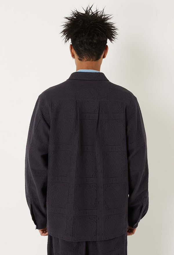 【 BLUE BLUE JAPAN 】ミズヒキレース ロングスリーブシャツ / Dark Navy