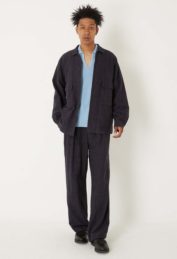 【 BLUE BLUE JAPAN 】ミズヒキレース ロングスリーブシャツ / Dark Navy