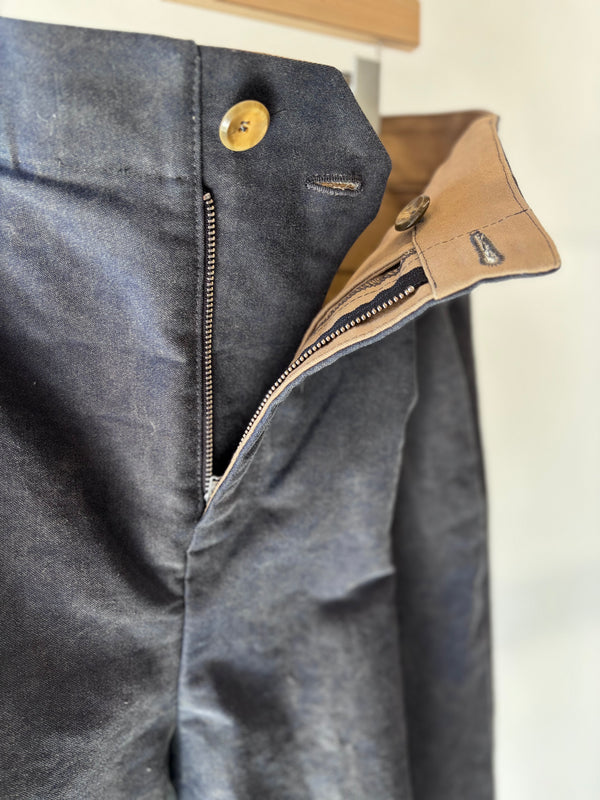 【frank leder / フランクリーダー】WASHED MOLESKIN 1TUCK WIDE TROUSERS  / Charcoal Grey