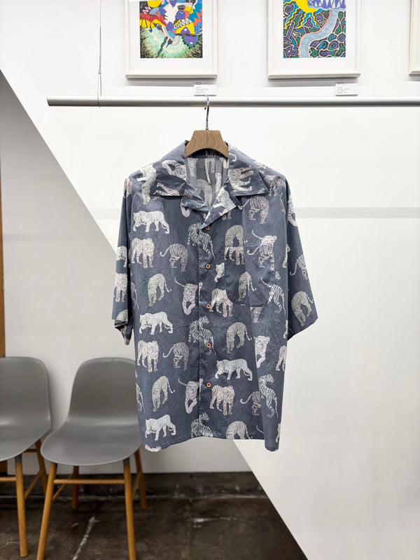 【m's braque】ALOHA SHIRT / Bluegrey Tigers