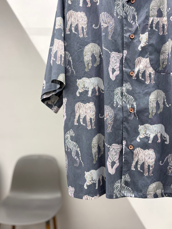 【m's braque】ALOHA SHIRT / Bluegrey Tigers