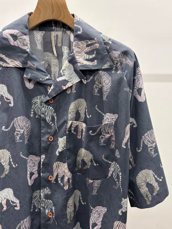 【m's braque】ALOHA SHIRT / Bluegrey Tigers