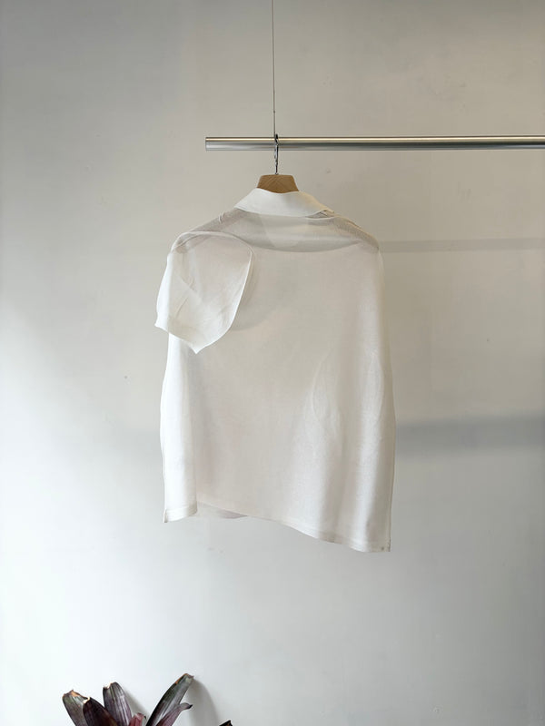 【 HOMMENA 】PAINTED TWISTED KNIT POLO / Pink
