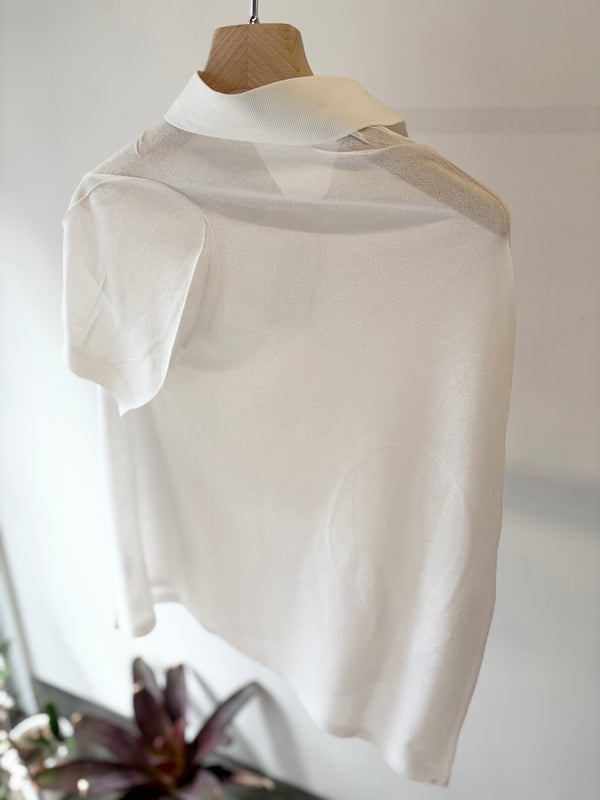 【 HOMMENA 】PAINTED TWISTED KNIT POLO / Pink
