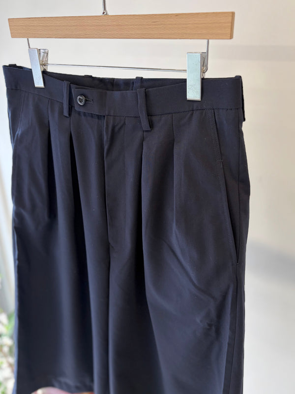 【 m's braque 】CROPPED 2-IN-TUCKED WIDE DRESS PANTS / Navy