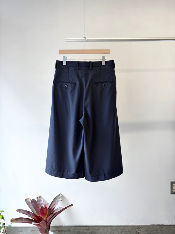 【 m's braque 】CROPPED 2-IN-TUCKED WIDE DRESS PANTS / Navy
