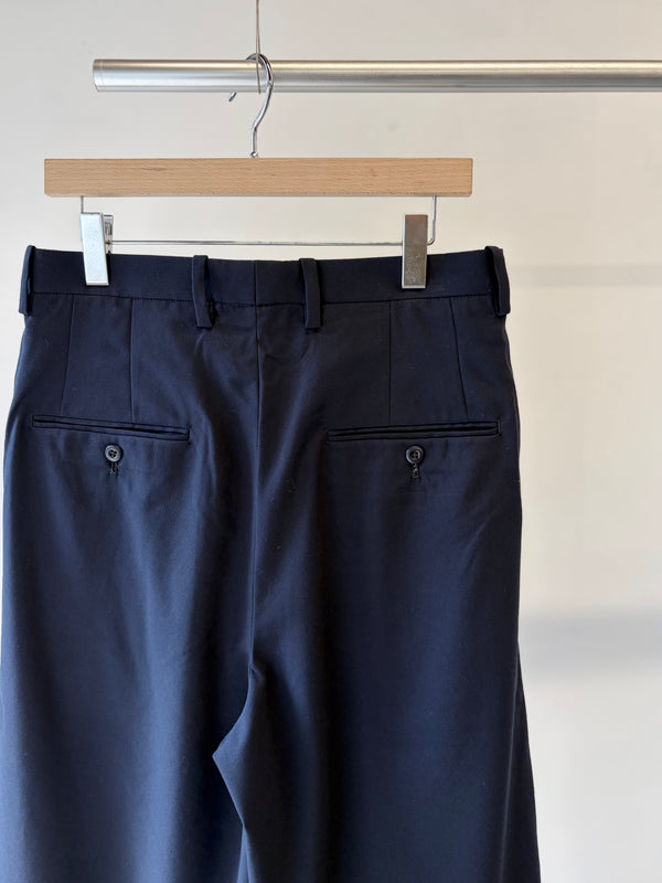 【 m's braque 】CROPPED 2-IN-TUCKED WIDE DRESS PANTS / Navy