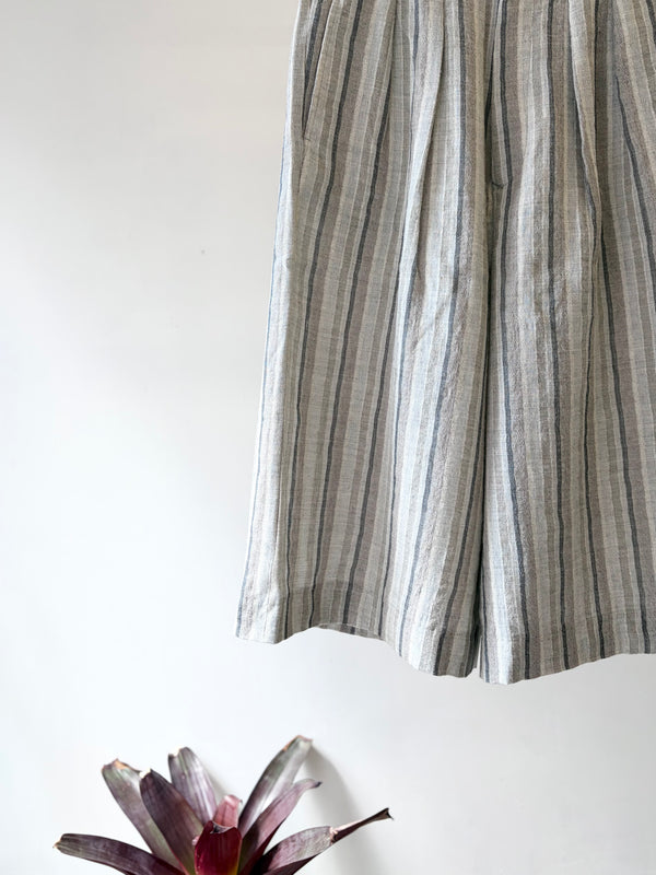 【 m's braque 】CROPPED 2-IN-TUCKED WIDE DRESS PANTS / Grey Multi Stripe